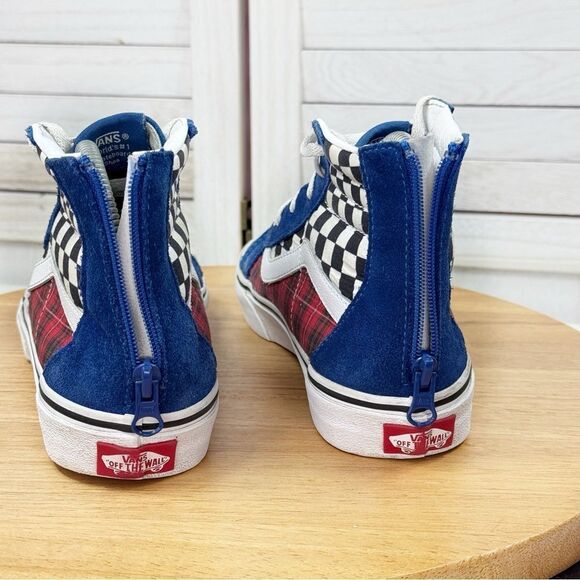 Vans SK8 Hi Big Style Multi Pattern High Top Sneakers Blue Red Black 5 Big Kids - Picture 6 of 11